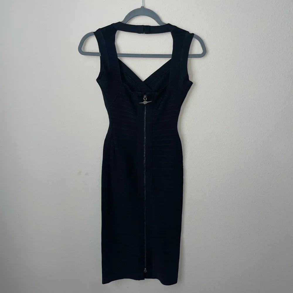 Authentic Herve Leger Black Bodycon Dress XS - Picture 3 of 6
